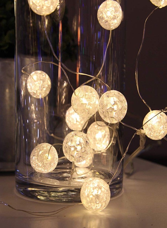 MANSAA Decorative Hanging LED String Light | 3.5 Meter 35 LEDs | White Color | USB Operated | Home and Mandir Decor | Marble Balls - Image 1